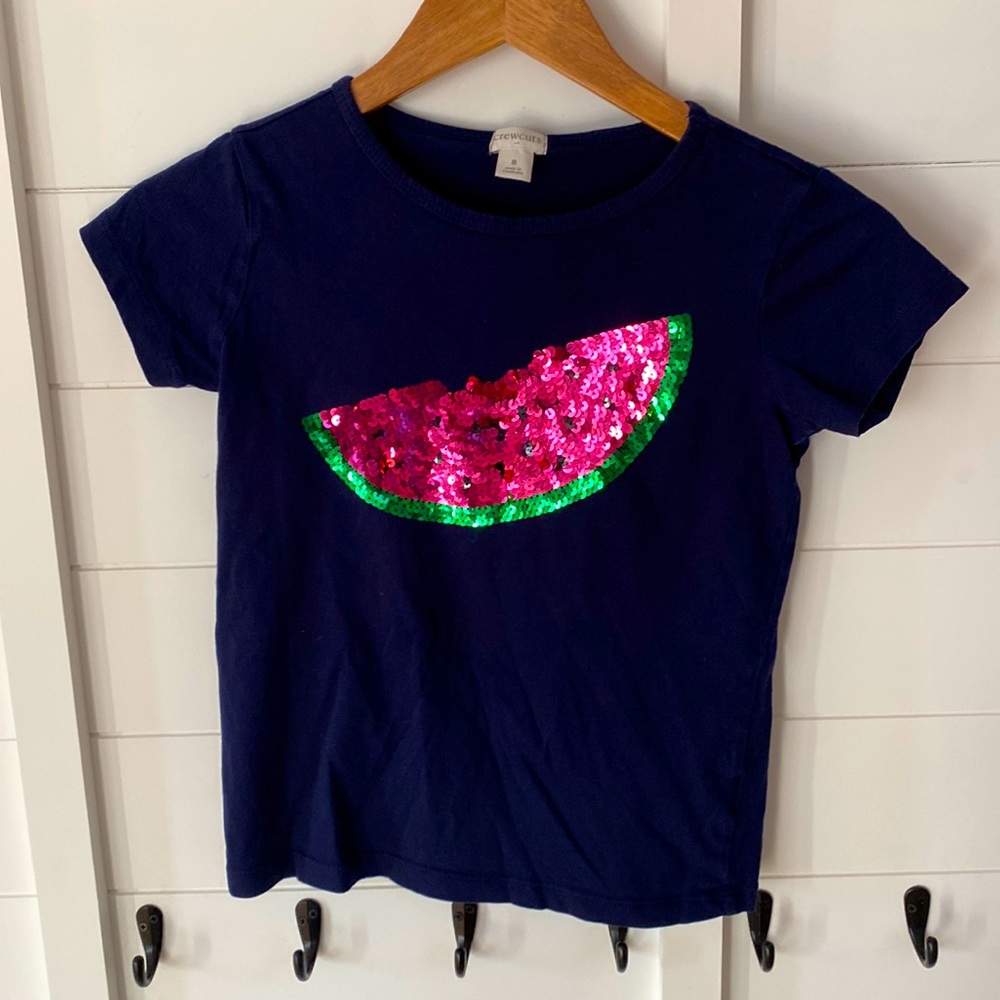 Crewcuts T-shirt with watermelon sequined embellishment. (Free H&M jacket w/purc